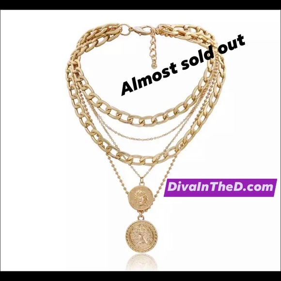 Multiple Chain Choker Necklace Gold or Silver - Picture 6 of 17